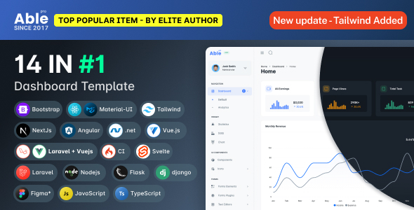 Able 5.0 Pro  Bootstrap Tailwind React Nextjs Angular Vue Asp Laravel Admin Dashboard Template