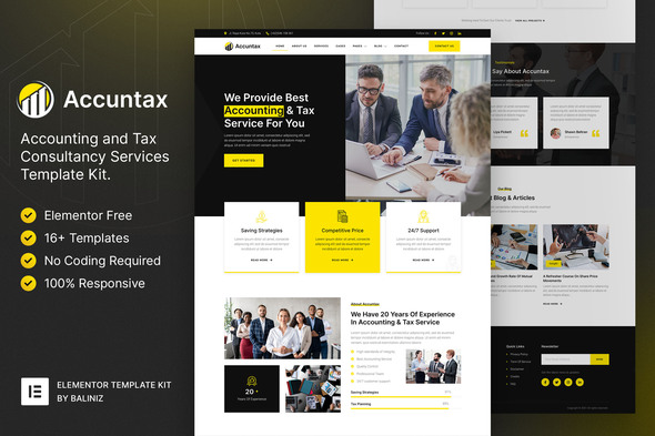 Accuntax  Accounting & Tax Consultancy Services Elementor Template Kit