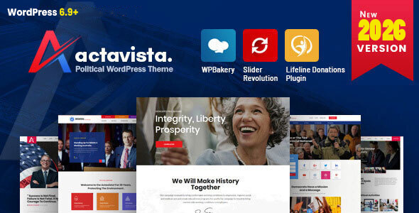 Actavista 5.4.1 - A 2026 Political WordPress Theme for Party Campaigns and Candidates