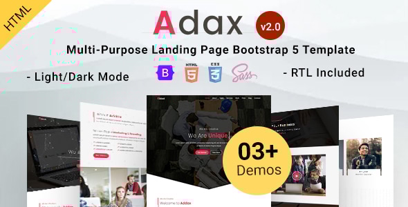 Addax 2.0 - Multi-Purpose Landing Page Bootstrap 5 Template