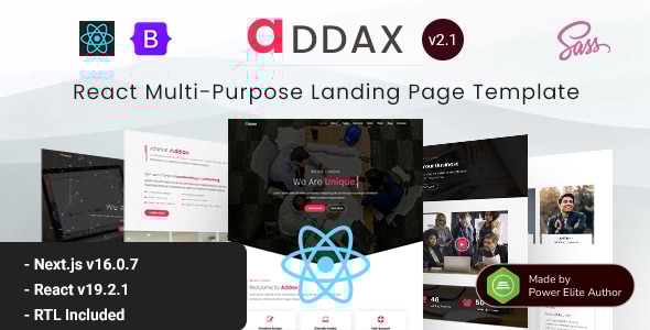 Addax 2.1 - React Nextjs 16 Landing Page Template