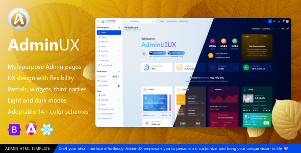 AdminUX   Admin UI UX Multipurpose Dashboard Bootstrap 5 template and Angular 19 React Starter