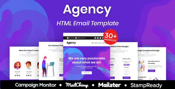 Agency 1.1.0 - Multipurpose Responsive Email Template 30 Modules Mailchimp