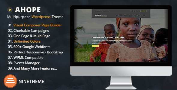 Ahope 2.2.8 - Charity & Nonprofit WordPress Theme
