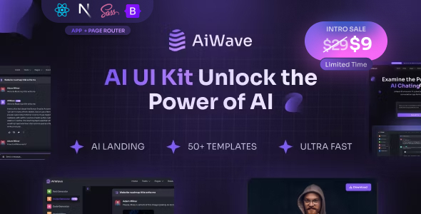 Aiwave 4.0.0 - AI SaaS Website  Dashboard React NextJS UI Kit