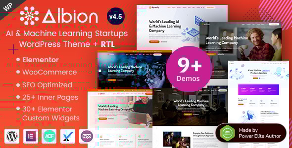 Albion 4.5 - AI & Machine Learning Startup WordPress Theme for Tech SaaS & Data Science