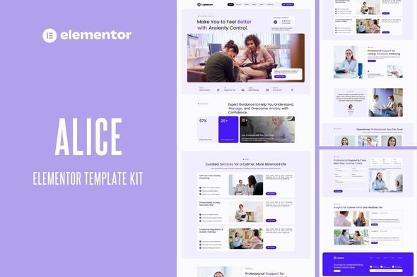 Alice - Anxiety Life Coach Elementor Template Kit