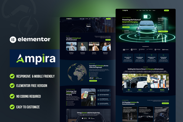 Ampira - EV Charging Station WordPress Elementor Template Kit