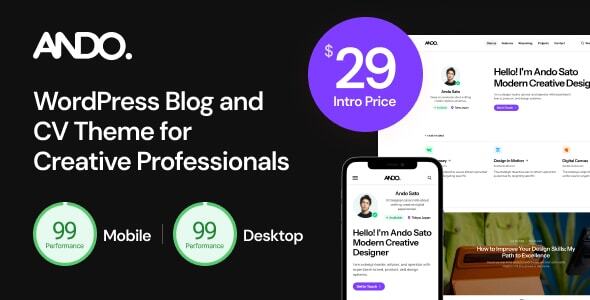 Ando - WordPress Blog and CV Theme for Creative Professionals