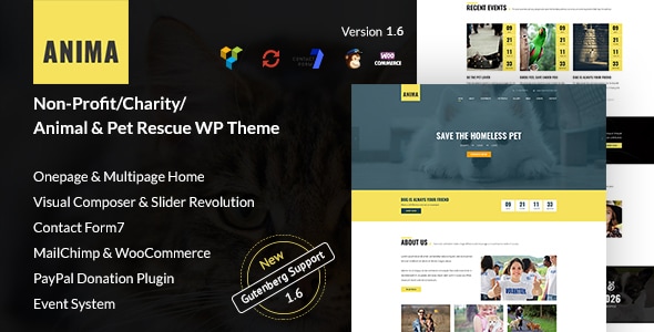 Anima 1.7 - WordPress Non-Profit Charity Theme for Pet Rescue and Animal Shelter