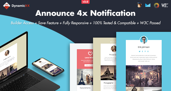 Announce 2.0 - 4x Responsive Email  Online Builder
