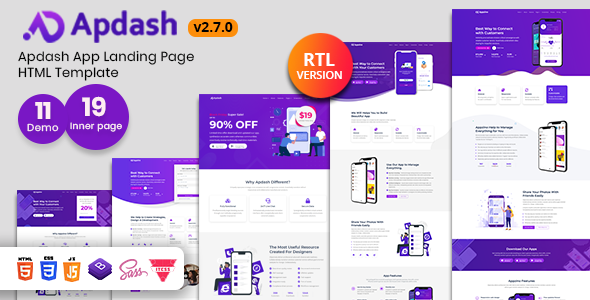 Apdash 2.7.0 - App Landing Page Template