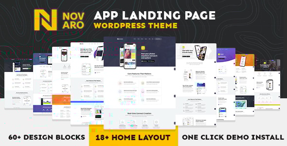 App Landing Page WordPress Responsive Theme for Software & Technology Development Company 6.9 - Novaro