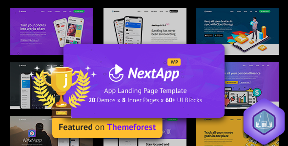 App Landing Page WordPress Theme for Mobile Application Software Design & Development Site 3.8 - Nextapp