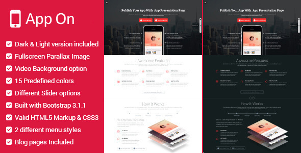App on - Responsive Software Landing Page