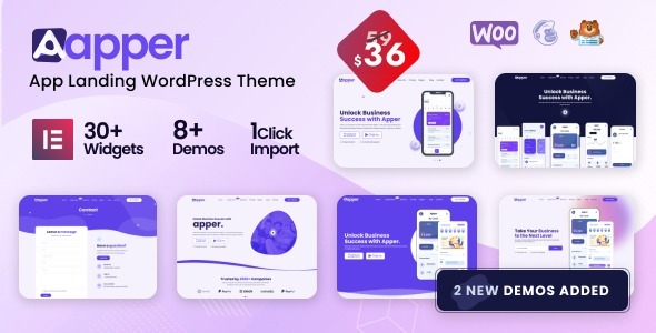 Apper 2.0.17 - App Landing Page WordPress Theme