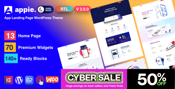 appie 4.0.0 - app landing page WordPress Theme