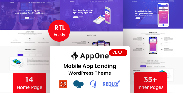 AppOne 1.7.4 - App Landing WordPress Theme