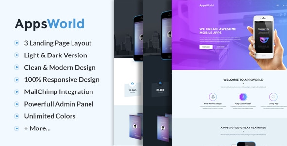 AppsWorld 3.3.5 - Responsive App Landing Page Theme