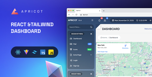 Apricot 1.4 - Navigation Admin Dashboard React Vite Tailwind