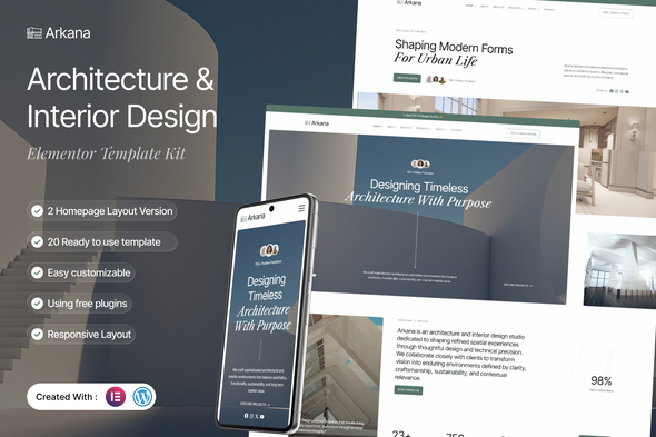 Arkana - Architecture & Interior Design Elementor Template Kit