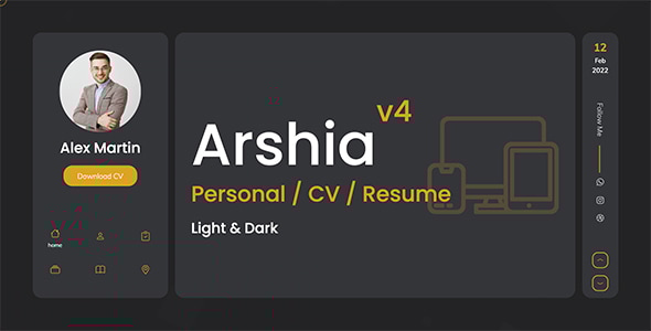 Arshia 3.3.0 - Personal portfolio vCard and resume template