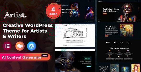 Artist 1.7.0 - Wordpress Theme Showcase Painter Sketcher Writer & Handcraft Art with AI Content Generator