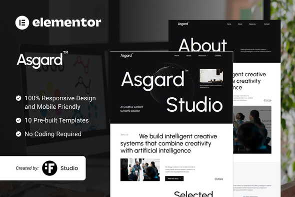 Asgard - AI Creative Content Agency Elementor Template Kit