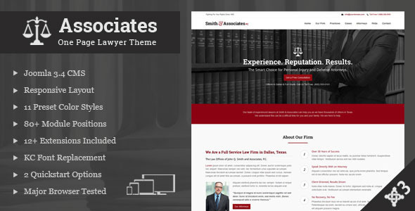 Associates 3.4.1 - Lawyer & Attorney One Page Joomla Theme