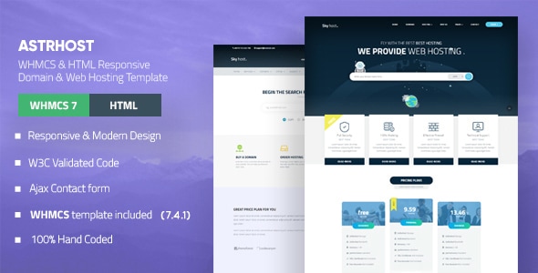 ASTRHOST 8.7.2 - Multipurpose Web Hosting with WHMCS Template
