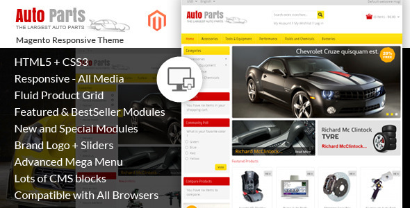 Auto Parts 1.9.2.2 - Tools Magento Theme