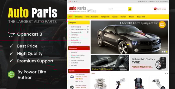 Auto Parts 1.5.6 - Tools Opencart Theme