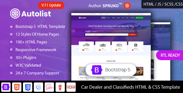 Autolist  Car Dealer and Classifieds HTML Template
