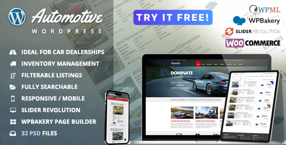 Automotive 13.4 Car Dealership Business WordPress Theme