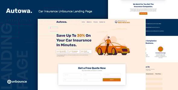 Autowa  Car Insurance Unbounce Landing Page Template