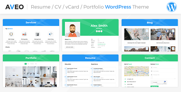 Aveo 1.4.4 - vCard Resume WordPress Theme