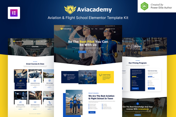 Aviacademy  Aviation & Flight School Elementor Template Kit