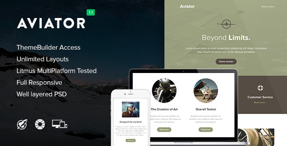 Aviator 1.1 - Responsive Email  Themebuilder Access
