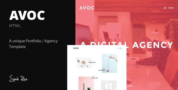 Avoc 1.0 - Minimal Portfolio  Agency Template