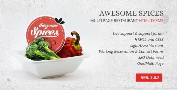 Awesome Spice 2.0.0 - Restaurant  Cafe HTML Template