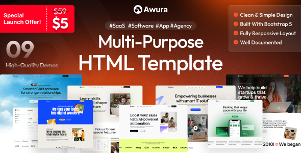 Awura - SaaS & Startup Html Template