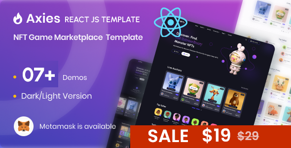 Axies 1.0.6 - NFT Marketplace React Js Template