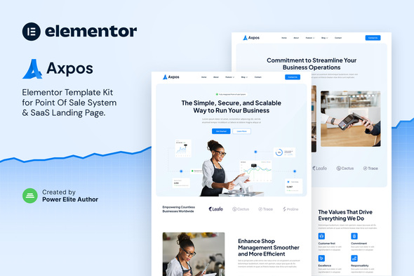 Axpos  Point Of Sale Software & SaaS Landing Page Elementor Template Kit