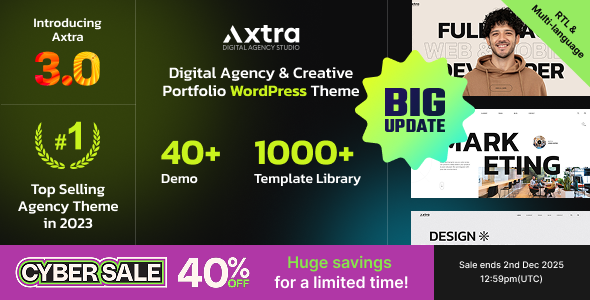 Axtra 60 Digital Agency Creative Portfolio Theme