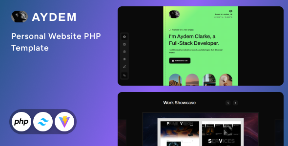Aydem - Personal Website PHP & Tailwind CSS 4 Template