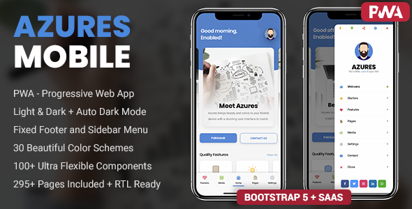Azures 4.1.1 - Mobile Template & PWA