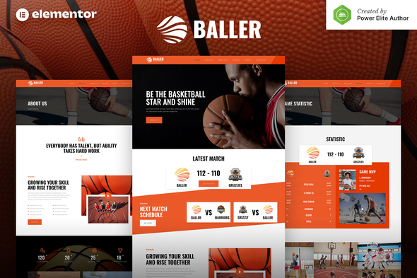 Baller  Basketball Team & Sports Club Elementor Template Kit