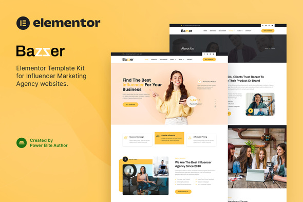 Bazzer  Influencer Marketing Agency Elementor Template Kit