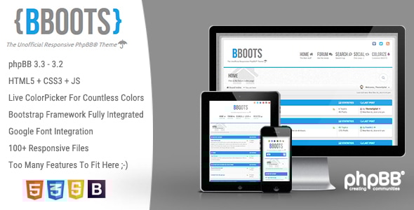 BBOOTS 3.0.12 - HTML5CSS3 Fully Responsive phpBB 3.2 Theme