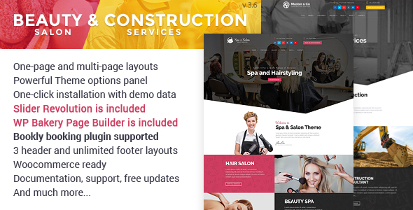 Beauty 3.7 - Salon & Construction Services WordPress Theme